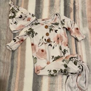 Caden lane rose floral knotted gown and hat